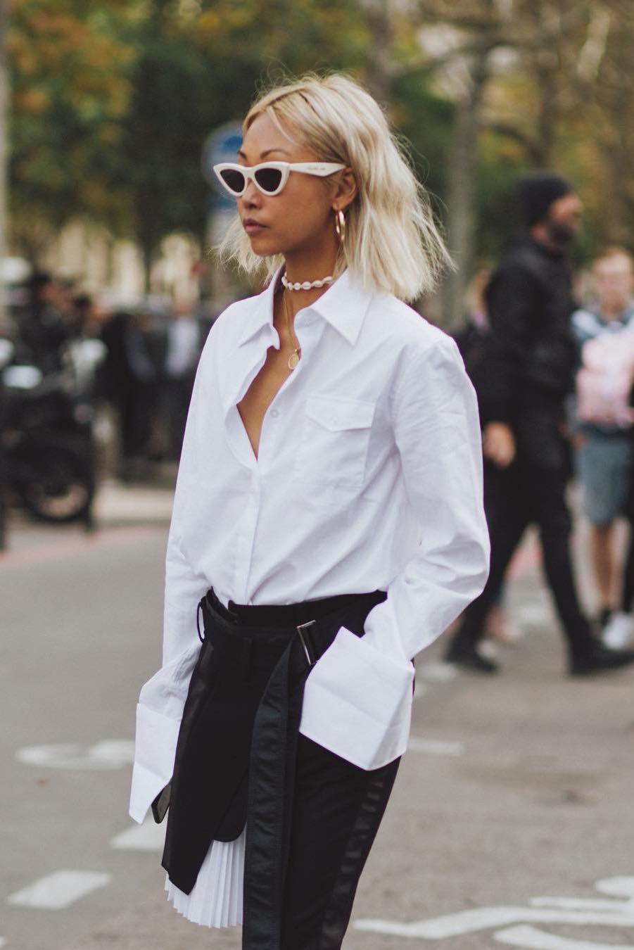 oversized white button down shirt outfit